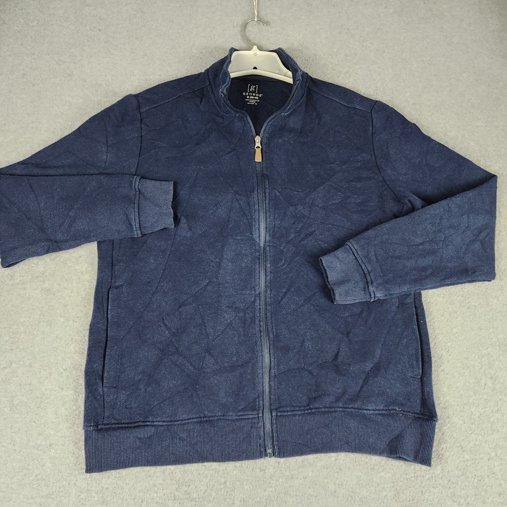 George Jacket Mens Medium Navy Blue Soft Winter Long Sleeve Full Zip Outerwear
